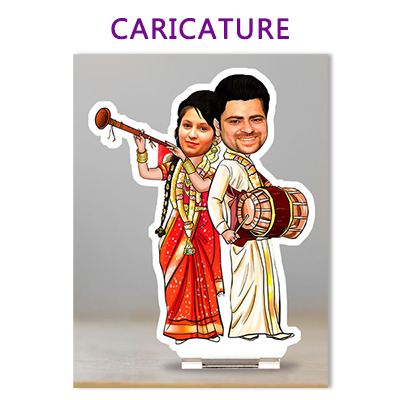 "Caricature with Wedding Couple - Click here to View more details about this Product